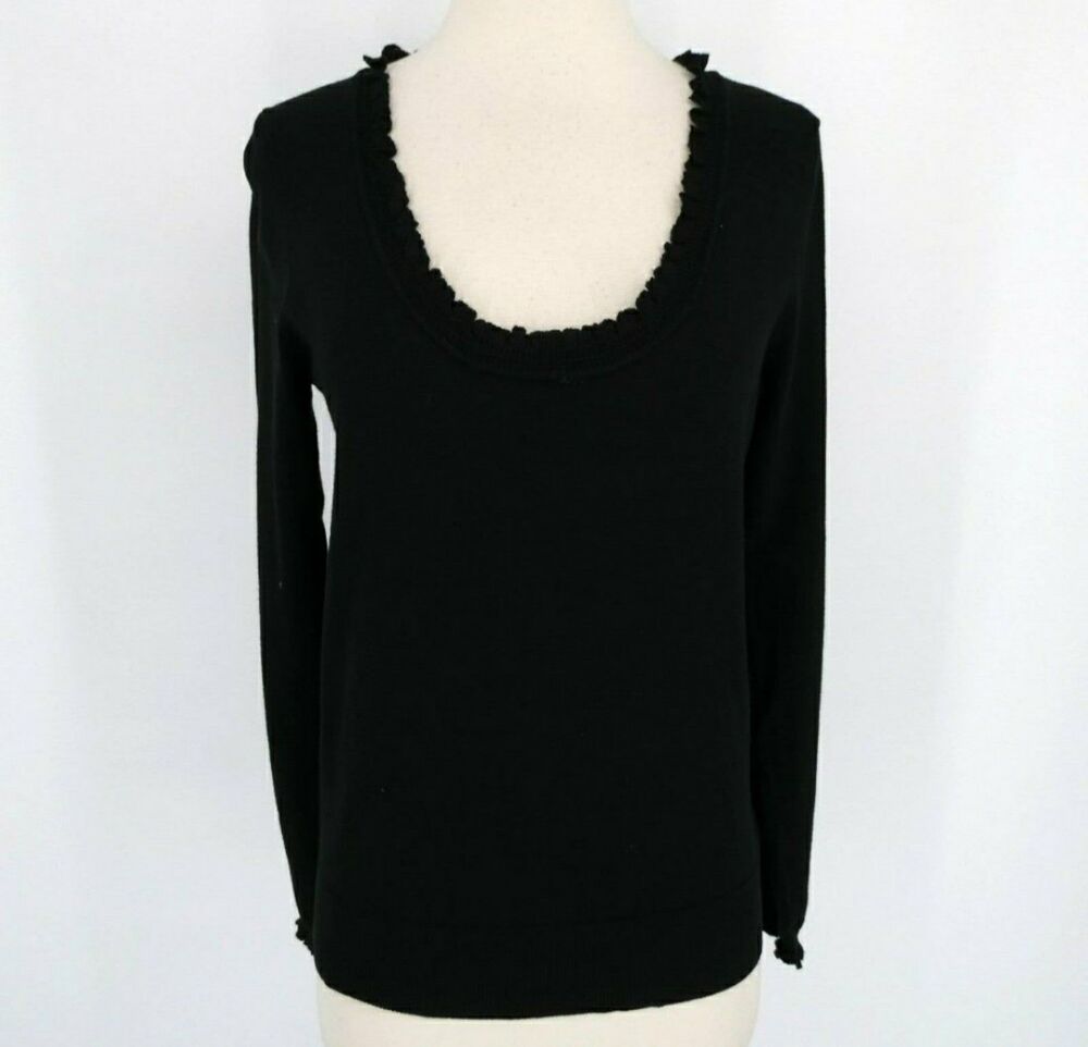Max Studio Black sweater size s crew neck and ruffle trim sweater and pullover
